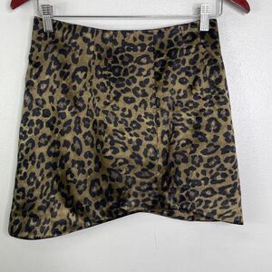 ZARA Satin Effect Leopard Animal Print Y2K Mini Skirt Women's Size Small